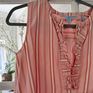 Draper James Peach & White Stripe Ruffle Shift Dress | Size S